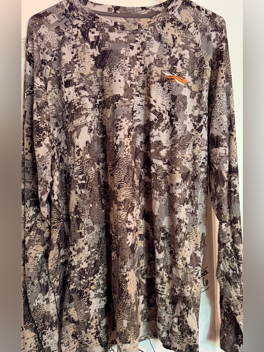 Sitka Camo Print Mens XXL Long Sleeve Merino Wool & Nylon Lightweight Shirt